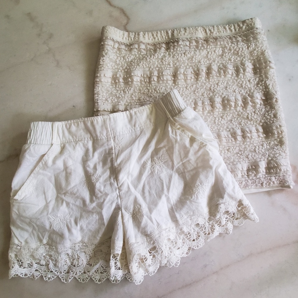 Comfy, lace shorts and skirt